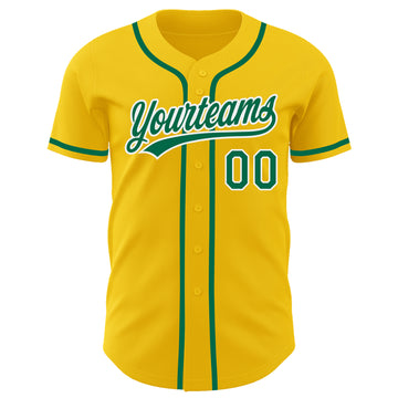 Custom Yellow Kelly Green-White Authentic Baseball Jersey