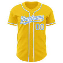 Laden Sie das Bild in den Galerie-Viewer, Custom Yellow Light Blue-White Authentic Baseball Jersey
