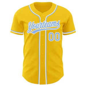 Custom Yellow Light Blue-White Authentic Baseball Jersey