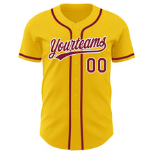 Load image into Gallery viewer, Custom Yellow Crimson-White Authentic Baseball Jersey

