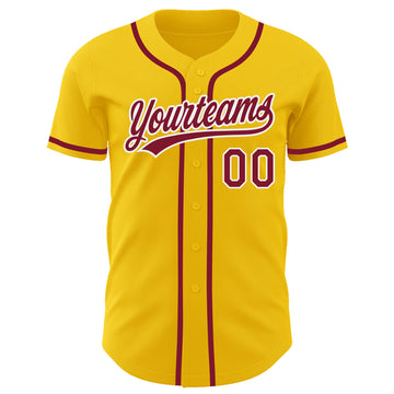 Custom Yellow Crimson-White Authentic Baseball Jersey