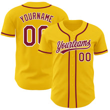 Laden Sie das Bild in den Galerie-Viewer, Custom Yellow Crimson-White Authentic Baseball Jersey

