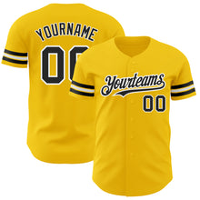 Load image into Gallery viewer, Custom Yellow Black-White Authentic Baseball Jersey
