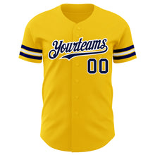 Load image into Gallery viewer, Custom Yellow Navy-White Authentic Baseball Jersey
