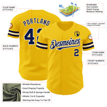Load image into Gallery viewer, Custom Yellow Navy-White Authentic Baseball Jersey
