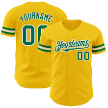 Load image into Gallery viewer, Custom Yellow Kelly Green-White Authentic Baseball Jersey
