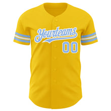 Laden Sie das Bild in den Galerie-Viewer, Custom Yellow Light Blue-White Authentic Baseball Jersey
