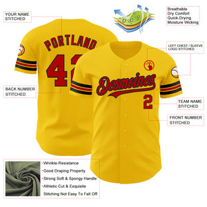 Custom Yellow Red-Black Authentic Baseball Jersey