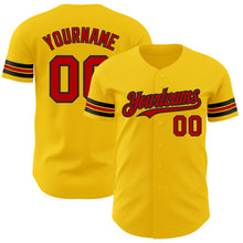 Load image into Gallery viewer, Custom Yellow Red-Black Authentic Baseball Jersey
