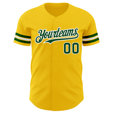 Custom Yellow Green-White Authentic Baseball Jersey