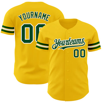 Custom Yellow Green-White Authentic Baseball Jersey