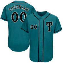 Load image into Gallery viewer, Custom Teal Black-Gray Authentic Baseball Jersey
