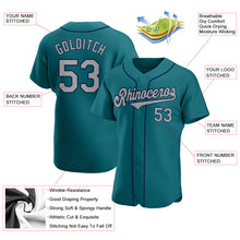Load image into Gallery viewer, Custom Teal Gray-Navy Authentic Baseball Jersey
