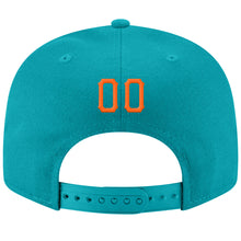 Laden Sie das Bild in den Galerie-Viewer, Custom Aqua Orange-White Stitched Adjustable Snapback Hat
