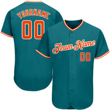 Load image into Gallery viewer, Custom Teal Orange-White Authentic Baseball Jersey
