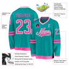 Laden Sie das Bild in den Galerie-Viewer, Custom Aqua Pink-White Hockey Jersey

