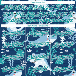 Custom Teal Teal-White 3D Pattern Design Sharks Authentic Baseball Jersey