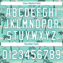 Charger l&#39;image dans la galerie, Custom Teal White-Teal 3D Pattern Design Hawaii Palm Trees Authentic Baseball Jersey
