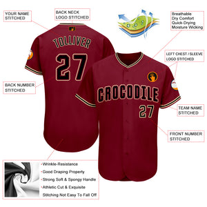 Custom Crimson Black-City Cream Baseball Jersey