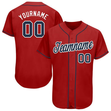 Custom Red Navy-White Baseball Jersey