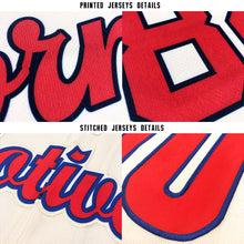 Load image into Gallery viewer, Custom Cream Red-Navy Baseball Jersey
