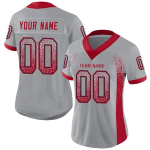 Custom Light Gray Red-Black Mesh Drift Fashion Football Jersey