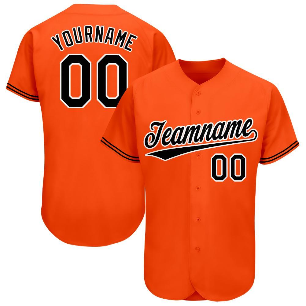 Custom Orange Black-White Baseball Jersey