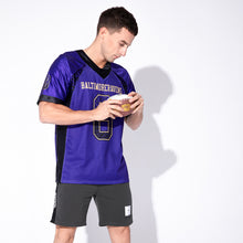 Laden Sie das Bild in den Galerie-Viewer, Custom Purple Black-Old Gold Mesh Drift Fashion Football Jersey
