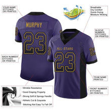 Load image into Gallery viewer, Custom Purple Black-Old Gold Mesh Drift Fashion Football Jersey
