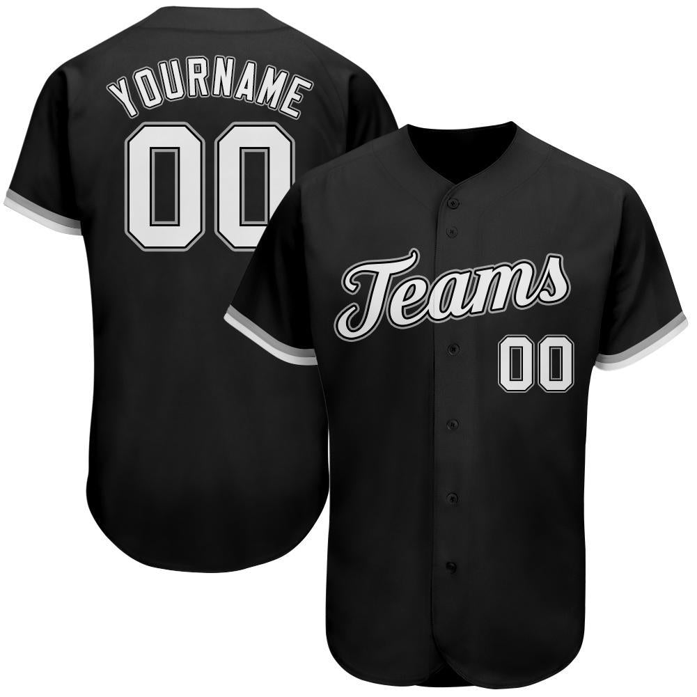 Custom Black White-Gray Authentic Baseball Jersey