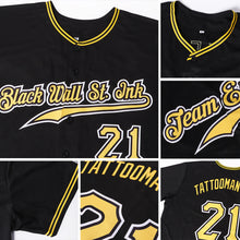Laden Sie das Bild in den Galerie-Viewer, Custom Black Gold-White Authentic Baseball Jersey
