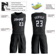 Load image into Gallery viewer, Custom Black White Round Neck Suit Basketball Jersey
