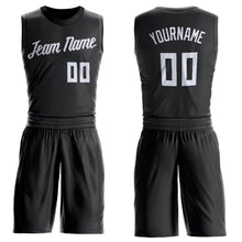 Load image into Gallery viewer, Custom Black White Round Neck Suit Basketball Jersey
