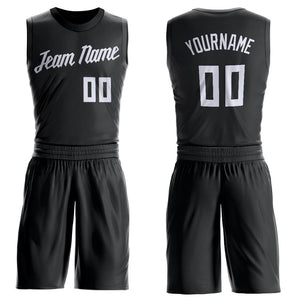 Custom Black White Round Neck Suit Basketball Jersey