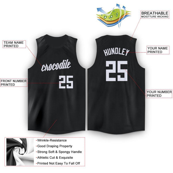 Custom Black White Round Neck Basketball Jersey – CustomJerseysPro