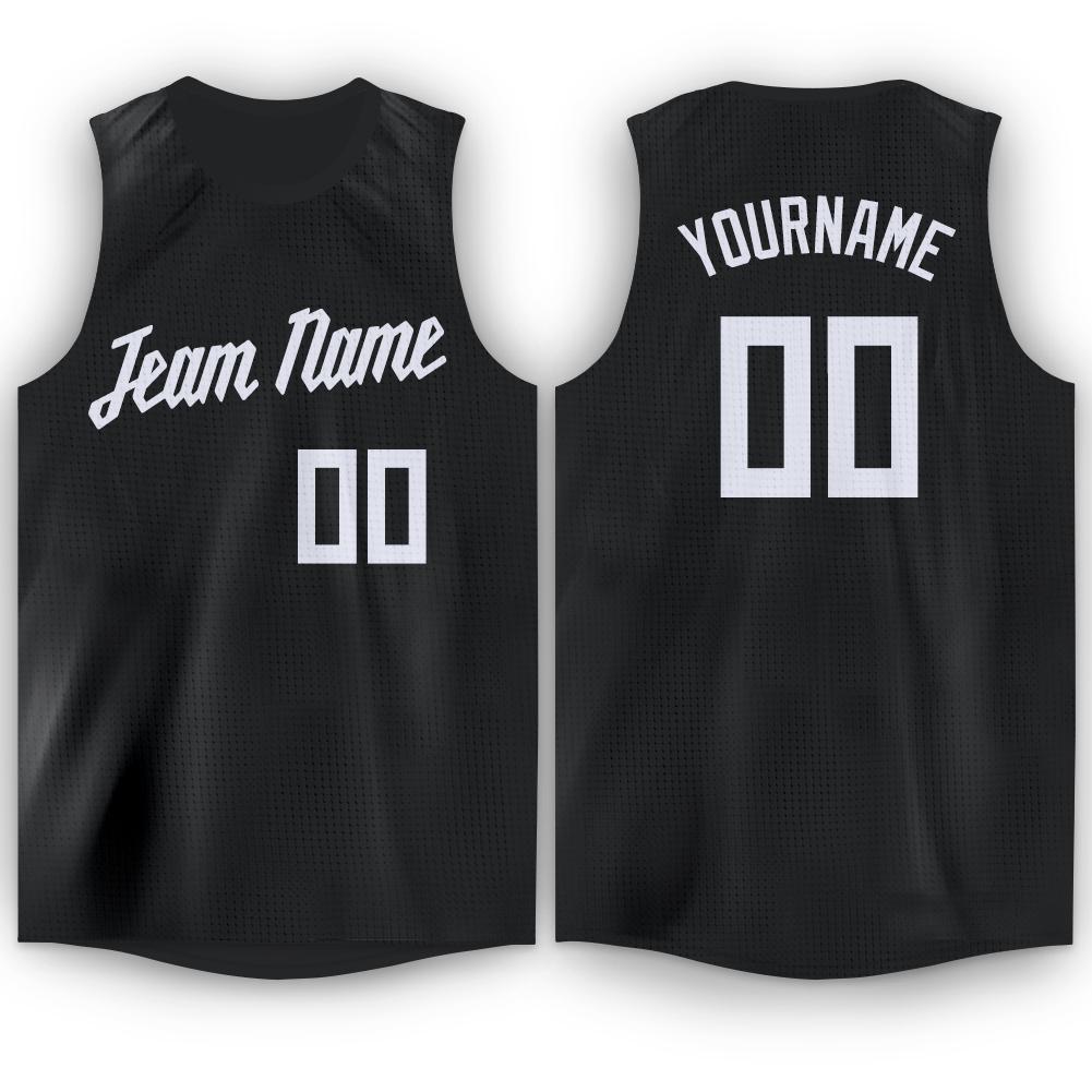 Custom Black White Round Neck Basketball Jersey