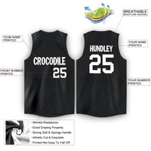 Load image into Gallery viewer, Custom Black White V-Neck Basketball Jersey
