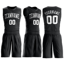 Load image into Gallery viewer, Custom Black White Round Neck Suit Basketball Jersey
