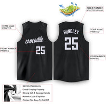 Load image into Gallery viewer, Custom Black White V-Neck Basketball Jersey
