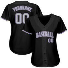 Загрузить изображение в средство просмотра галереи, Custom Black Gray-Purple Authentic Baseball Jersey
