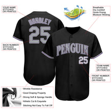 Загрузить изображение в средство просмотра галереи, Custom Black Gray-Purple Authentic Baseball Jersey
