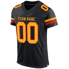 Load image into Gallery viewer, Custom Black Gold-Scarlet Mesh Authentic Football Jersey
