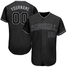 Load image into Gallery viewer, Custom Black Black-Gray Authentic Baseball Jersey
