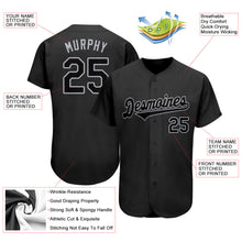 Load image into Gallery viewer, Custom Black Black-Gray Authentic Baseball Jersey
