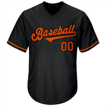 Laden Sie das Bild in den Galerie-Viewer, Custom Black Orange-Black Authentic Throwback Rib-Knit Baseball Jersey Shirt
