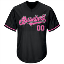 Load image into Gallery viewer, Custom Black Pink-White Authentic Throwback Rib-Knit Baseball Jersey Shirt

