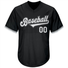 Laden Sie das Bild in den Galerie-Viewer, Custom Black White-Gray Authentic Throwback Rib-Knit Baseball Jersey Shirt
