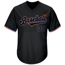 Laden Sie das Bild in den Galerie-Viewer, Custom Black Black-Powder Blue Authentic Throwback Rib-Knit Baseball Jersey Shirt
