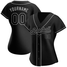 Загрузить изображение в средство просмотра галереи, Custom Black Black-Gray Authentic Baseball Jersey
