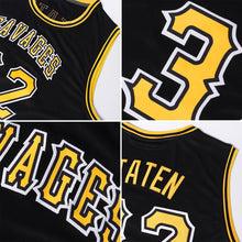 Load image into Gallery viewer, Custom Black Gold-White Round Neck Rib-Knit Basketball Jersey
